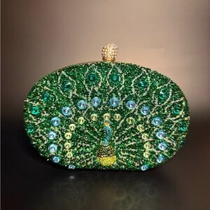 Peacock 🦚 Teal and Blue Rhinestone Clutch